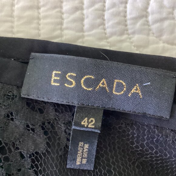 ESCADA Black Lace Flared Pants With Floral Pattern Lined Size 42/12/L - Picture 4 of 14